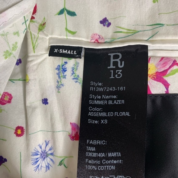R13 Summer Blazer in Assembled Floral - Picture 7 of 9